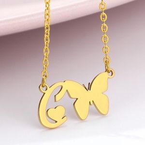 Letter C Butterfly Necklace
